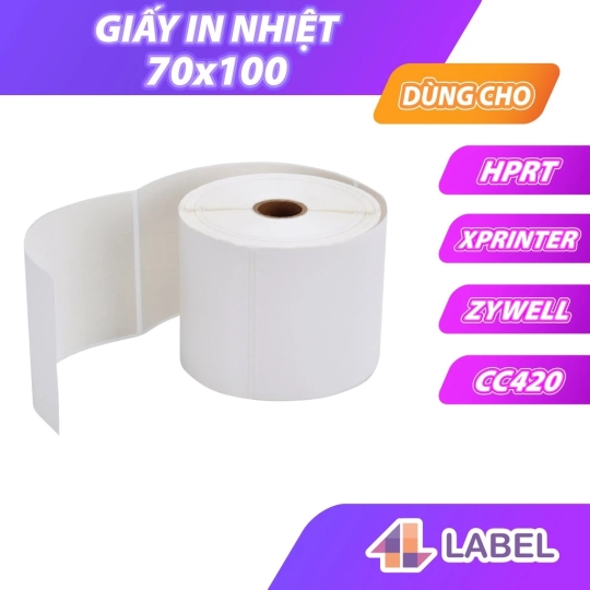 Giấy in nhiệt A7 70x100 dạng cuộn 30m, tem nhiệt 4B Label chuyên dùng in đơn hàng TMDT, siêu tiết kiệm