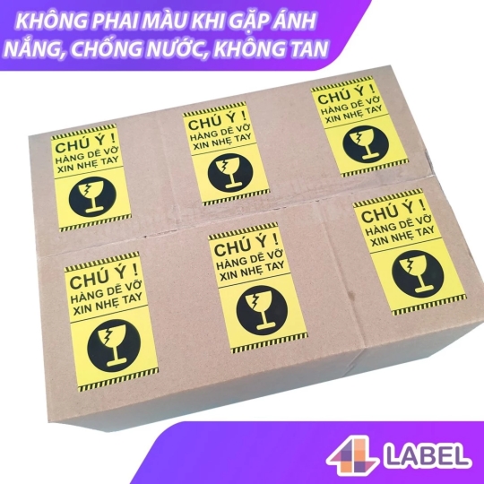 Decal Dán, Nhãn Dán, Tem Dán Lưu Ý Hàng Dễ Vỡ Xin Nhẹ Tay, Có Keo Dính - Size 10x6cm Cán Màng Bóng Chống Nước Chống Trầy (20 cái)