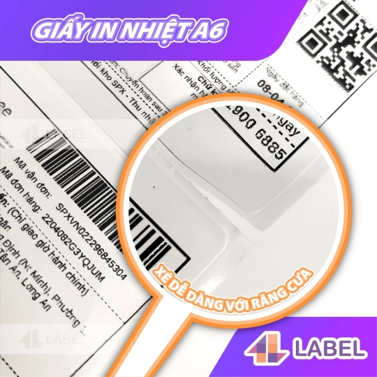 Giấy in đơn hàng TMDT A7 76x130 loại dày, giấy in nhiệt A7 dạng tệp 500 tem tự dính, in không cần mực, in vận đơn, logo