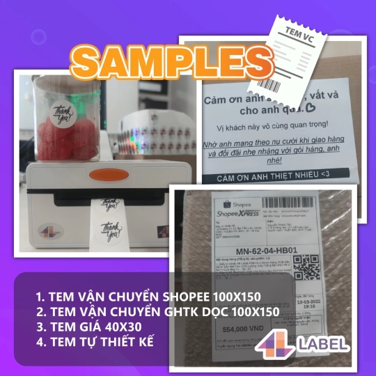 Giấy in đơn hàng TMDT A6 100x150 dạng tệp 500 tem loại dày đế 60gsm, nặng1100gram, loại mỏng đế 40gsm, nặng 900gram