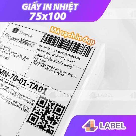 Combo 24 cuộn 75x100, tem nhiệt A7 75x100 Có Sẵn Lớp Dán, Chống nước, Giấy dày, In Đơn Shopee