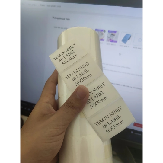Tem trà sữa 50x30, cuộn 800 tem, giấy in tem nhiệt , tem phụ, nhãn trà sữa, có keo sẵn, loại in đậm