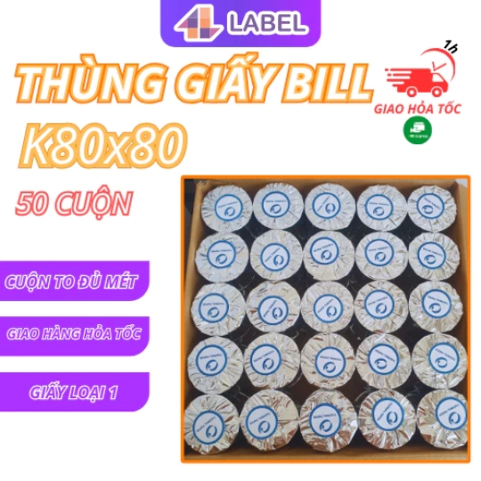 THÙNG Giấy in Bill K80x80 Giấy in hóa đơn, in đơn livestream, giấy in nhiệt