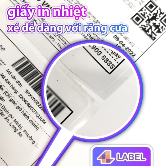 DECAL NHỰA NHIỆT 40x30 cuộn 25m - TEM KHÁNG NƯỚC CÓ KEO SẴN - dùng cho hàng đông lạnh, tem trà sữa, tem phụ